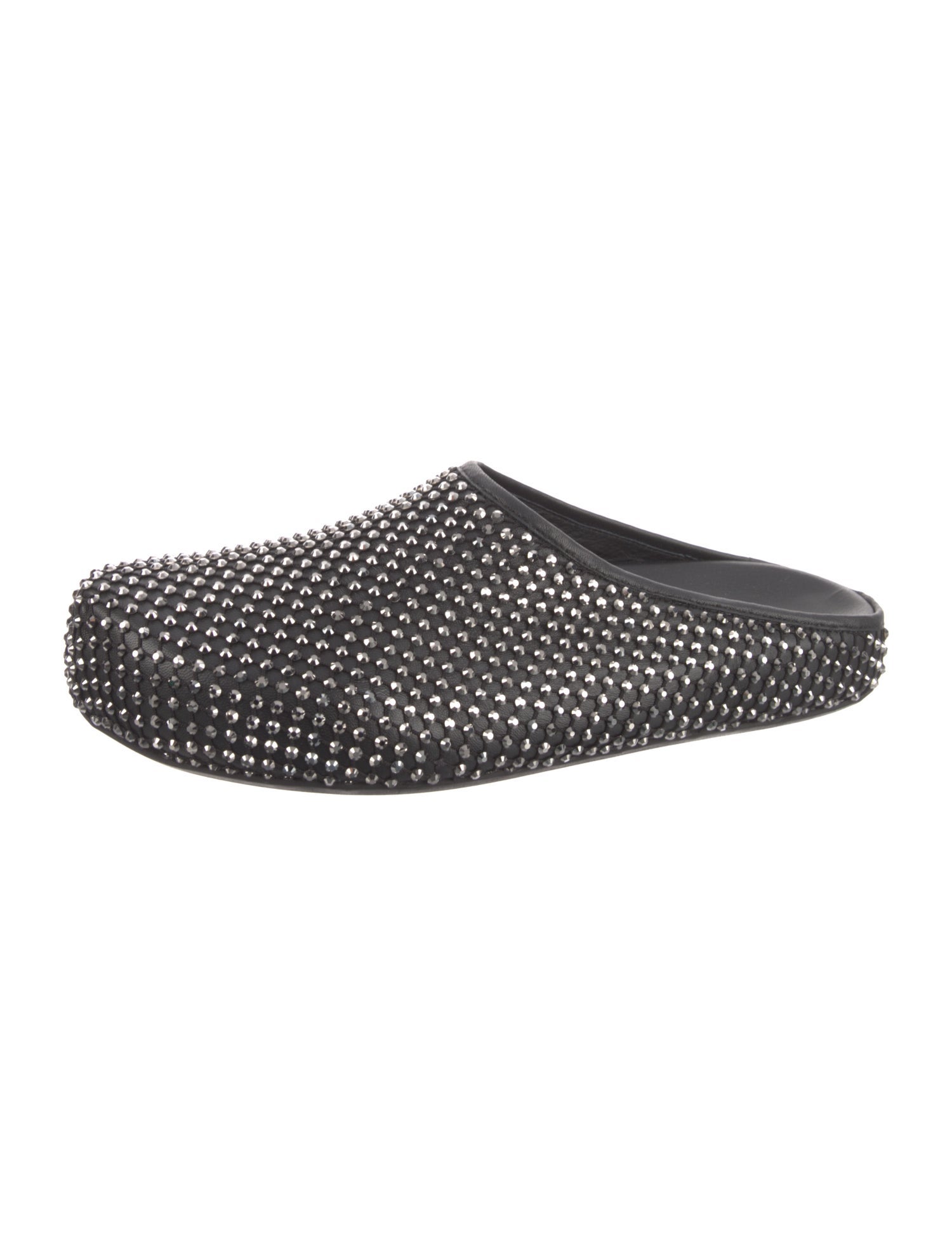 Marni Leather Crystal Embellishments Slippers